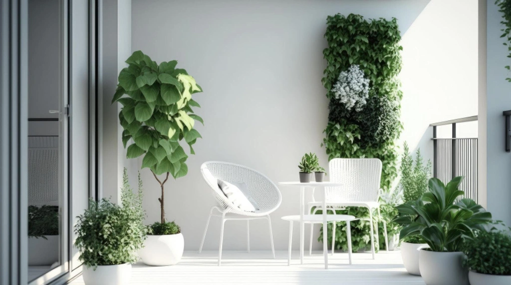 Balkon dengan Tanaman Vertikal
