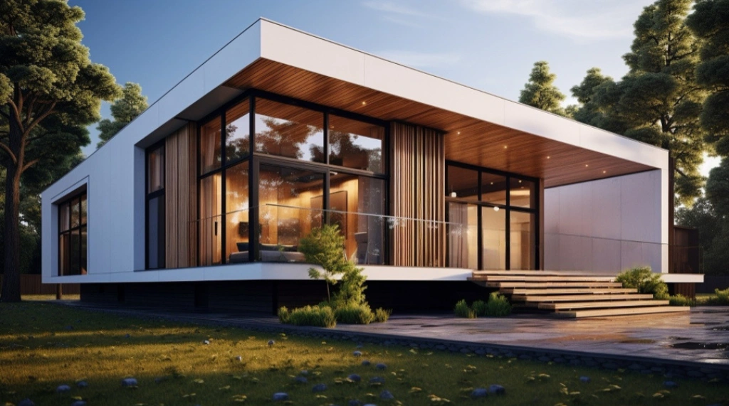 rumah minimalis dengan jendela wide frame tebal