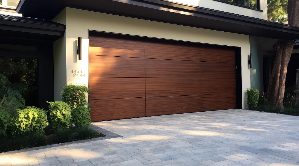 Model Pintu Garasi Sliding Motif Kayu Modern