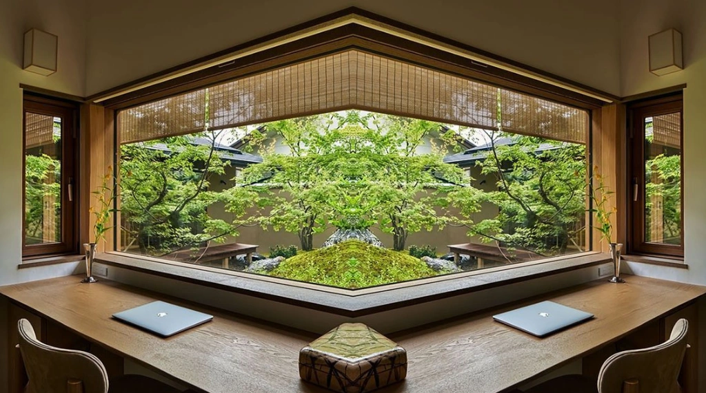 Paduan Jendela Kaca Mati Aluminium dengan Ruangan Jepang