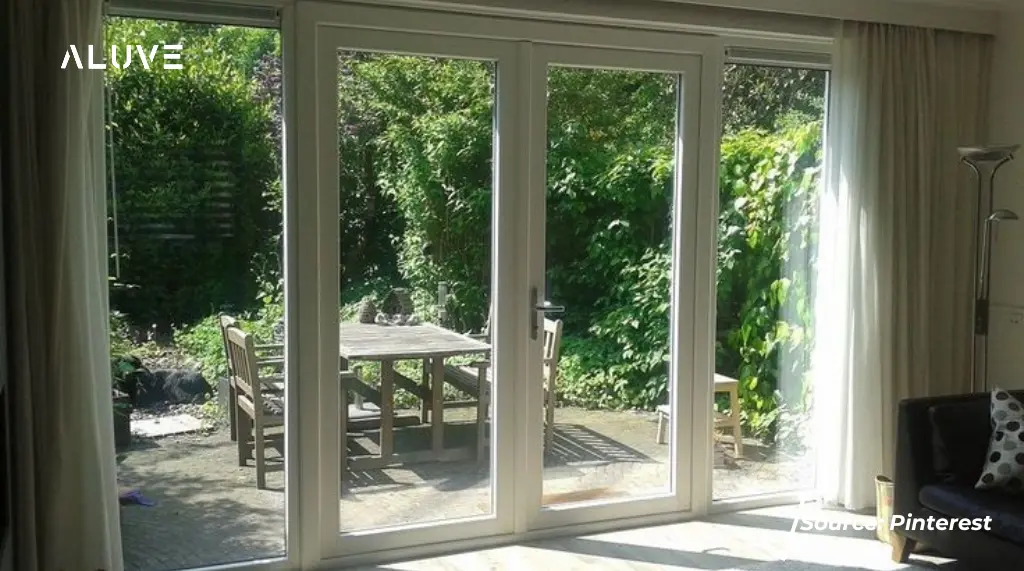 Pintu Aluminium Kaca Geser dengan Bukaan Lebar ke Taman