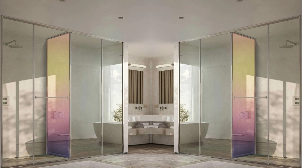 Pintu Kamar Mandi Kaca Gradient Warna