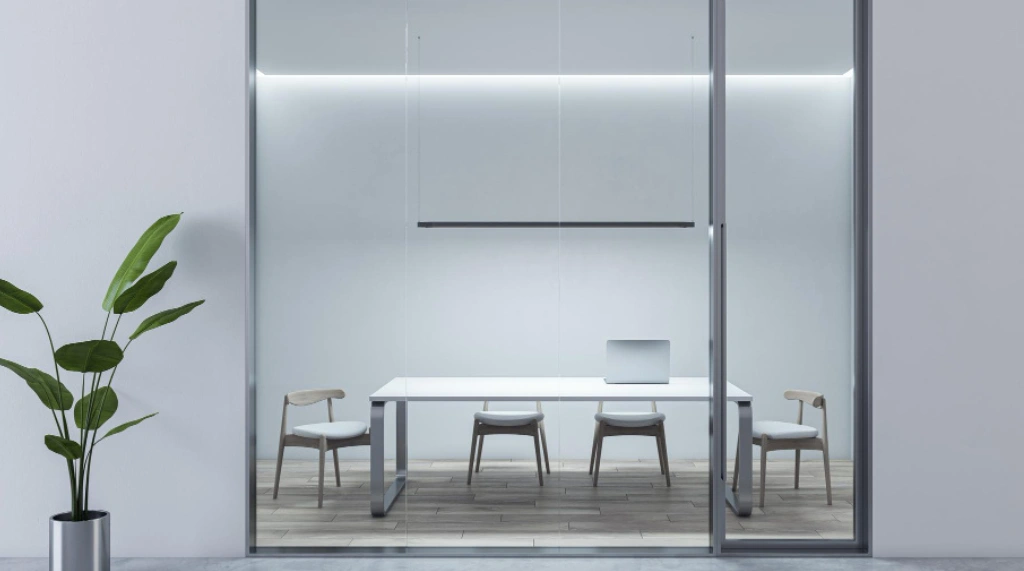 Pintu Kantor Aluminium Kaca Transparan