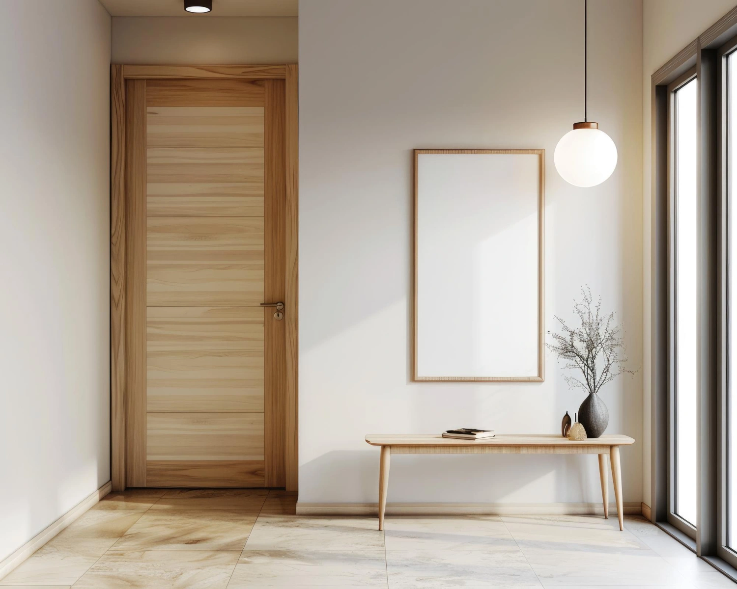 Pintu Kayu Minimalis dengan Akses Berlawanan