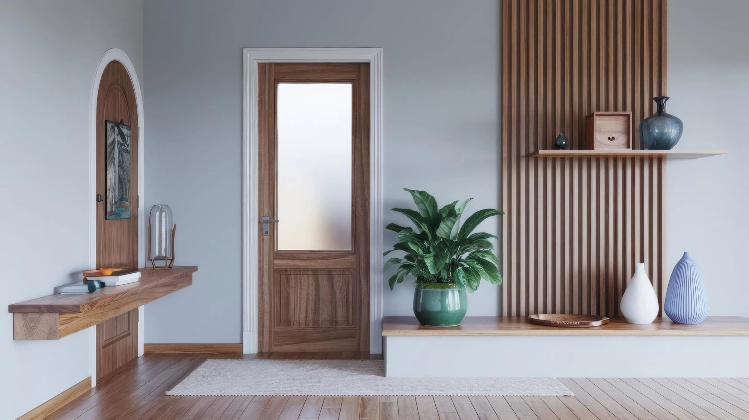 Pintu Kayu Minimalis dengan Kaca Satin