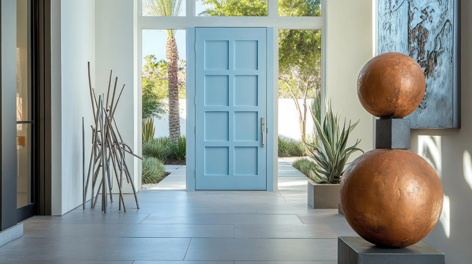 warna pintu kayu biru muda cerah